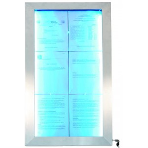 LED Schaukasten Edelstahl, 99x52x5cm, mehrfarbig beleuchtet, 6xA4-Menüständer